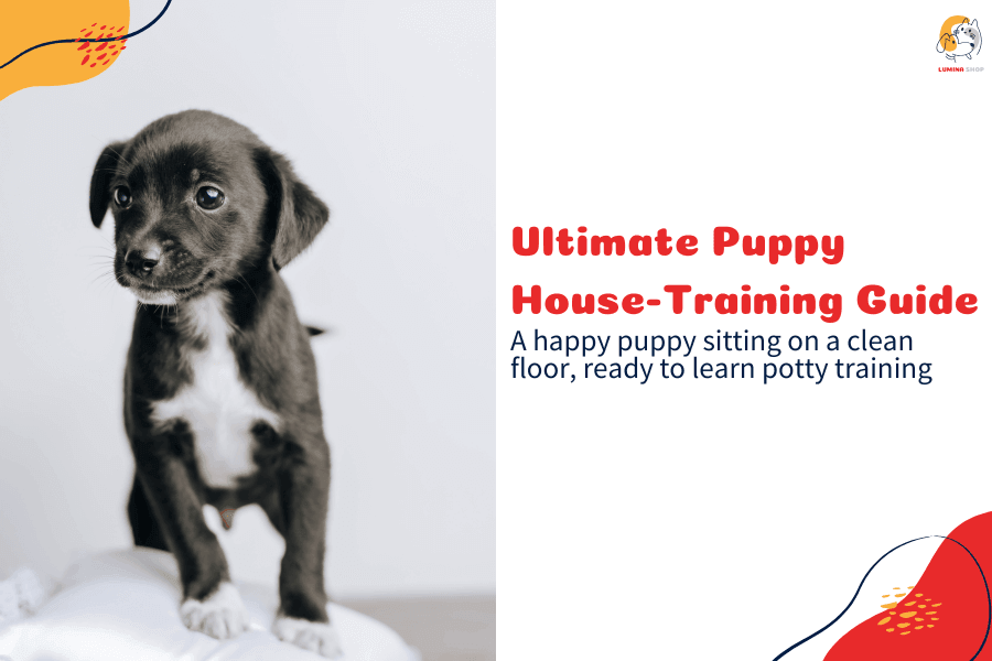 A happy puppy sitting on a clean floor, ready for potty training with its owner-LUMINA