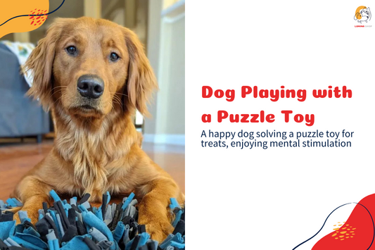 A happy dog playing with an interactive puzzle toy, eagerly solving it for treats-LUMINA