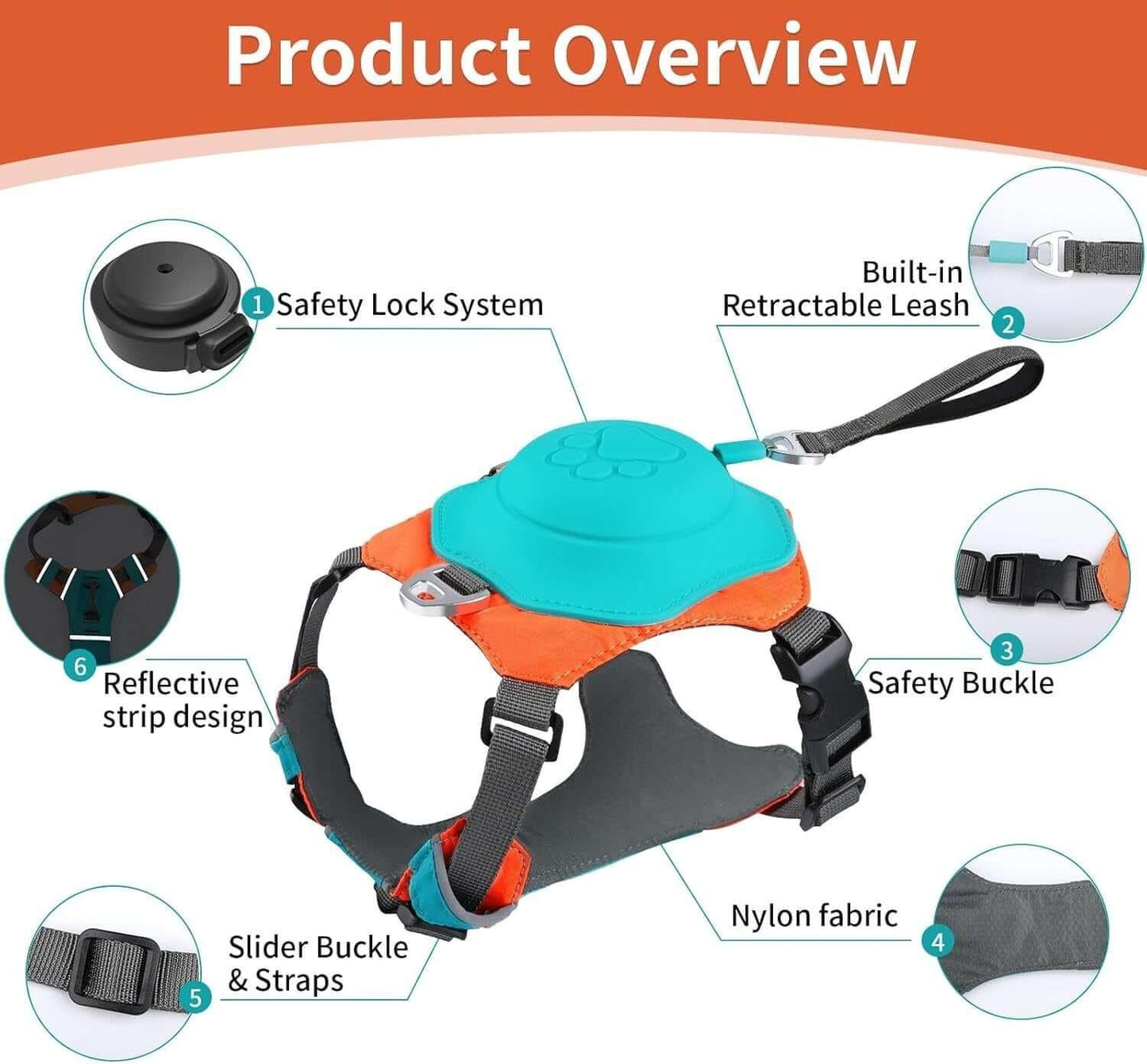 "2-in-1 Dog Harness with Retractable Leash - Perfect dog harness and dog leash combo, lightweight and breathable no-pull design, ideal for pet travel accessories and everyday dog accessories for secure walks and outdoor adventures." - LUMINA