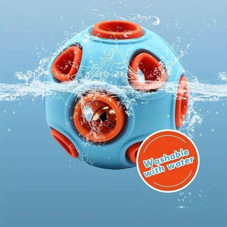 Squeak-a-Treat Dog Ball -Interactive dog ball toy with ring bell and squeak, durable rubber bouncy ball for pet exercise, play, and chewing – perfect dog toy for training and fun- LUMINA