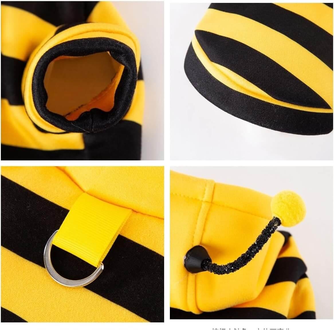 Adorable bumblebee costume for cats and dogs with soft fabric, bee wings, and a hood with antennae. Perfect for Halloween, parties, and dress-up fun-LUMINA