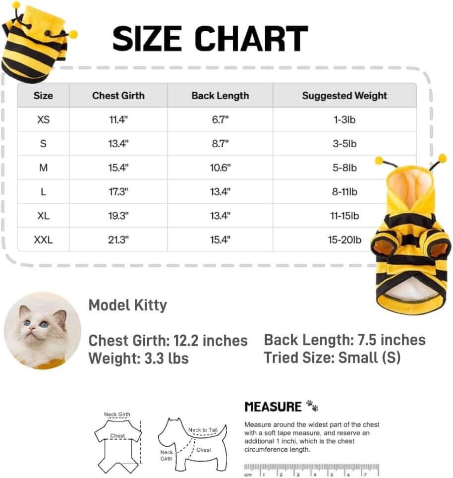 Adorable bumblebee costume for cats and dogs with soft fabric, bee wings, and a hood with antennae. Perfect for Halloween, parties, and dress-up fun-LUMINA