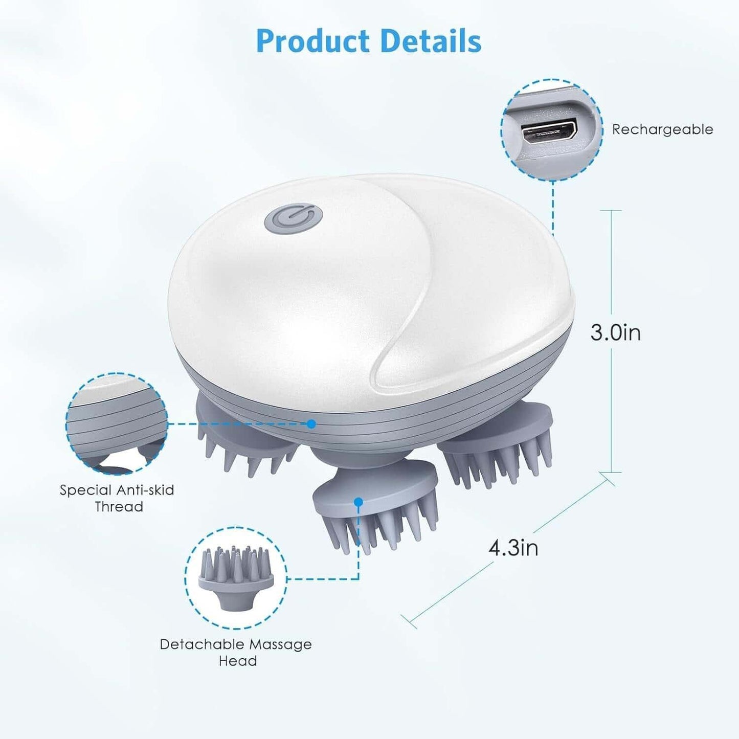 Electric pet massager for cats and dogs with 4 rotatable massage heads, cordless design, and three adjustable modes, perfect for pet relaxation and stress relief. - LUMINA