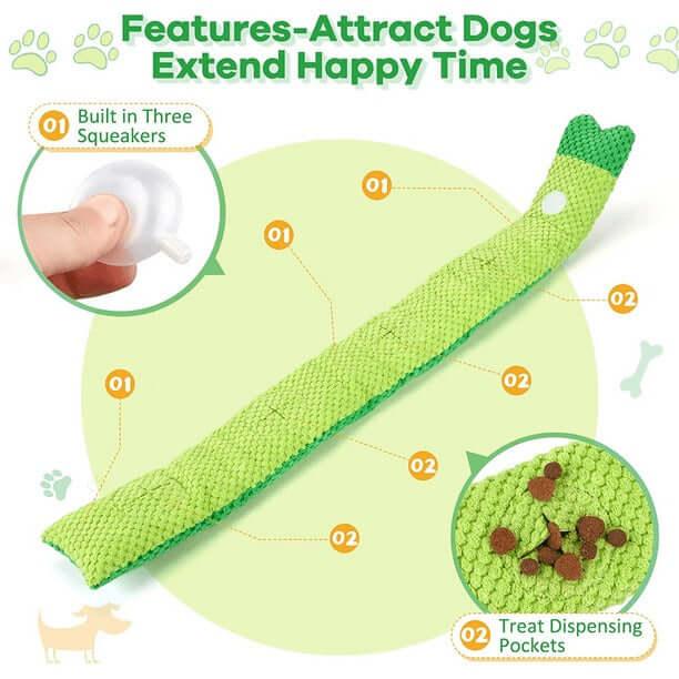 Plush interactive dog snuffle puzzle toy with hidden treat compartments, foldable design, and sound elements for mental stimulation and slow feeding-LUMINA