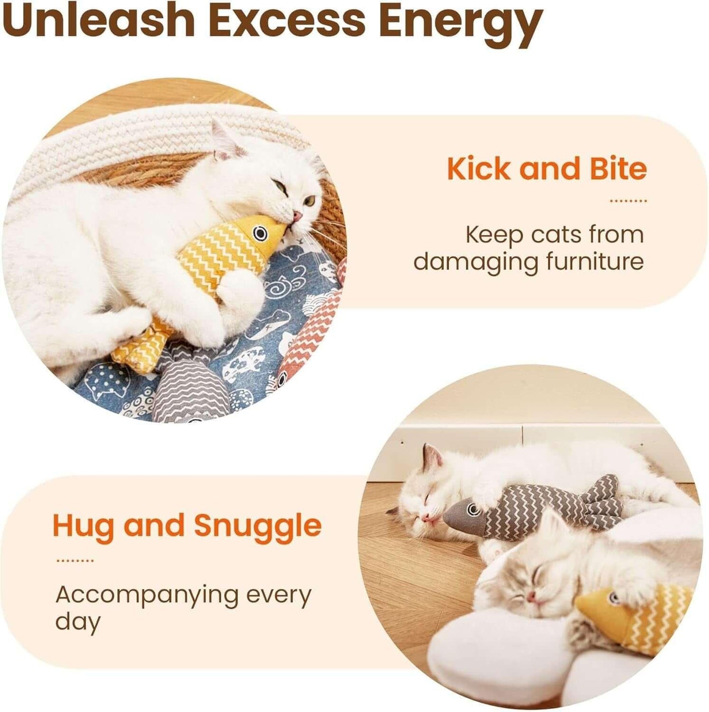 Soft, plush fish-shaped cat toy infused with catnip, designed for interactive play, pouncing, and engaging your cat’s natural hunting instincts-LUMINA