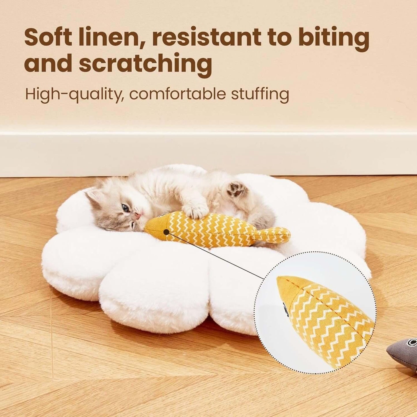Soft, plush fish-shaped cat toy infused with catnip, designed for interactive play, pouncing, and engaging your cat’s natural hunting instincts-LUMINA