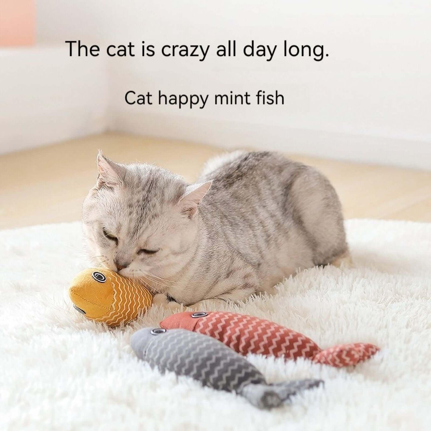 Soft, plush fish-shaped cat toy infused with catnip, designed for interactive play, pouncing, and engaging your cat’s natural hunting instincts-LUMINA