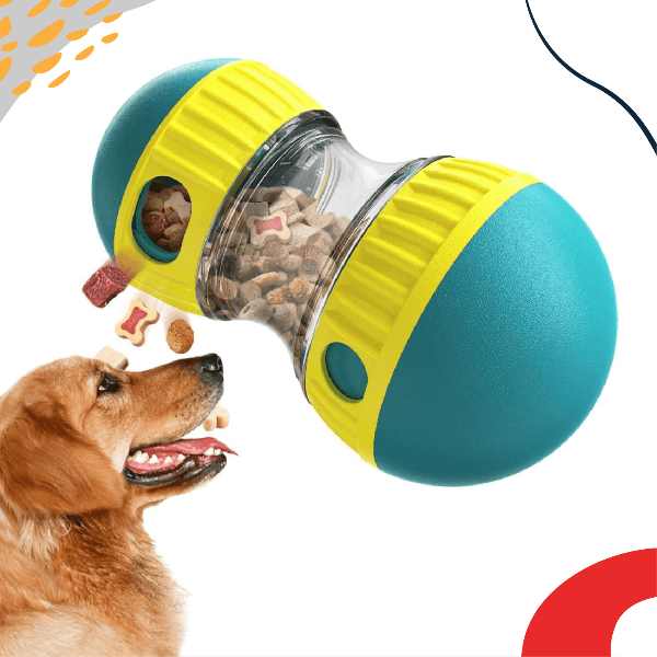 Interactive tumbler dog toy with treat dispensing function, BPA-free, chew-resistant, and designed for mental stimulation and healthy eating habits - LUMINA