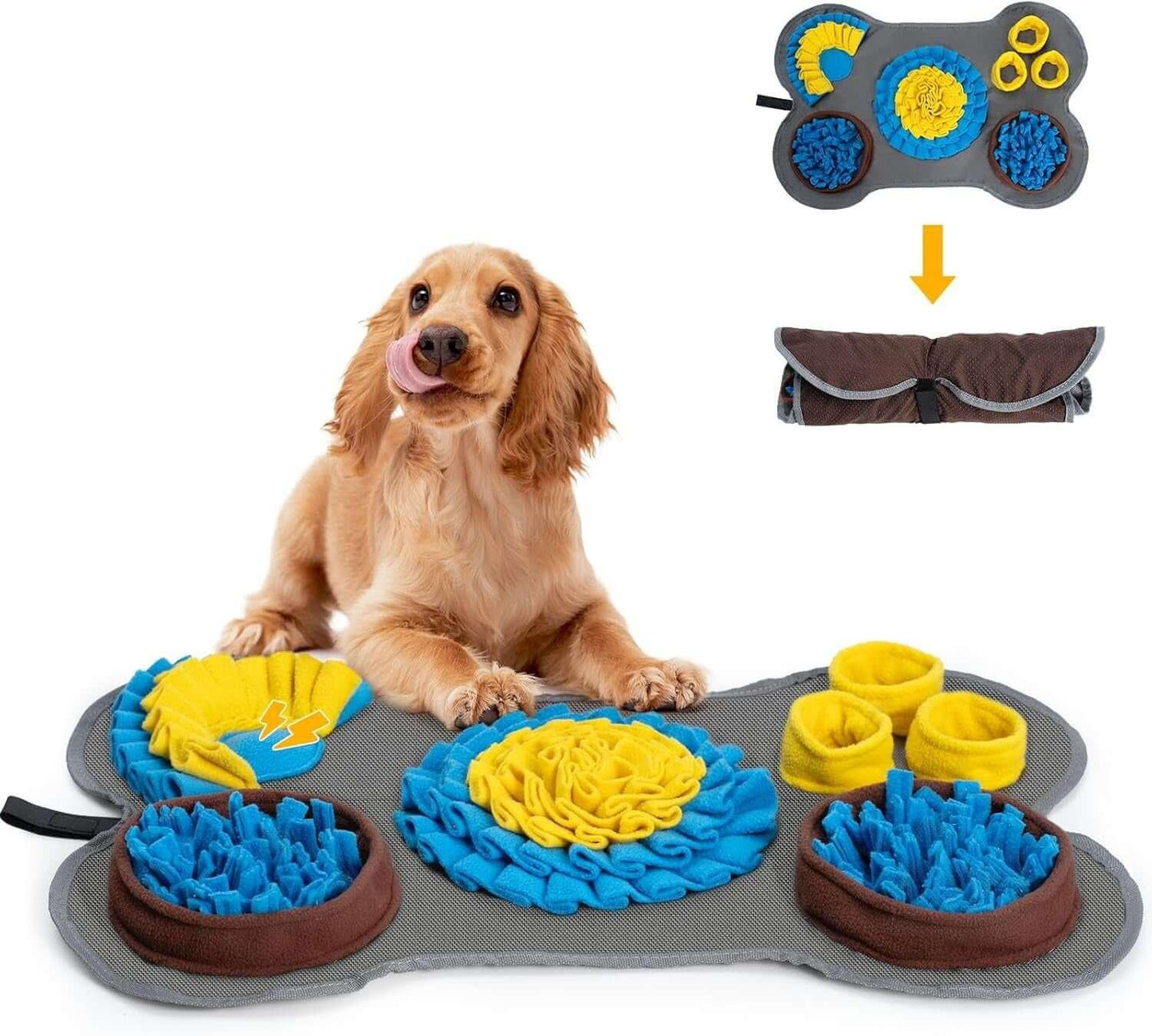 Interactive snuffle mat and lick mat set for dogs, durable and non-slip, designed for slow feeding, mental stimulation, and foraging fun-lumina