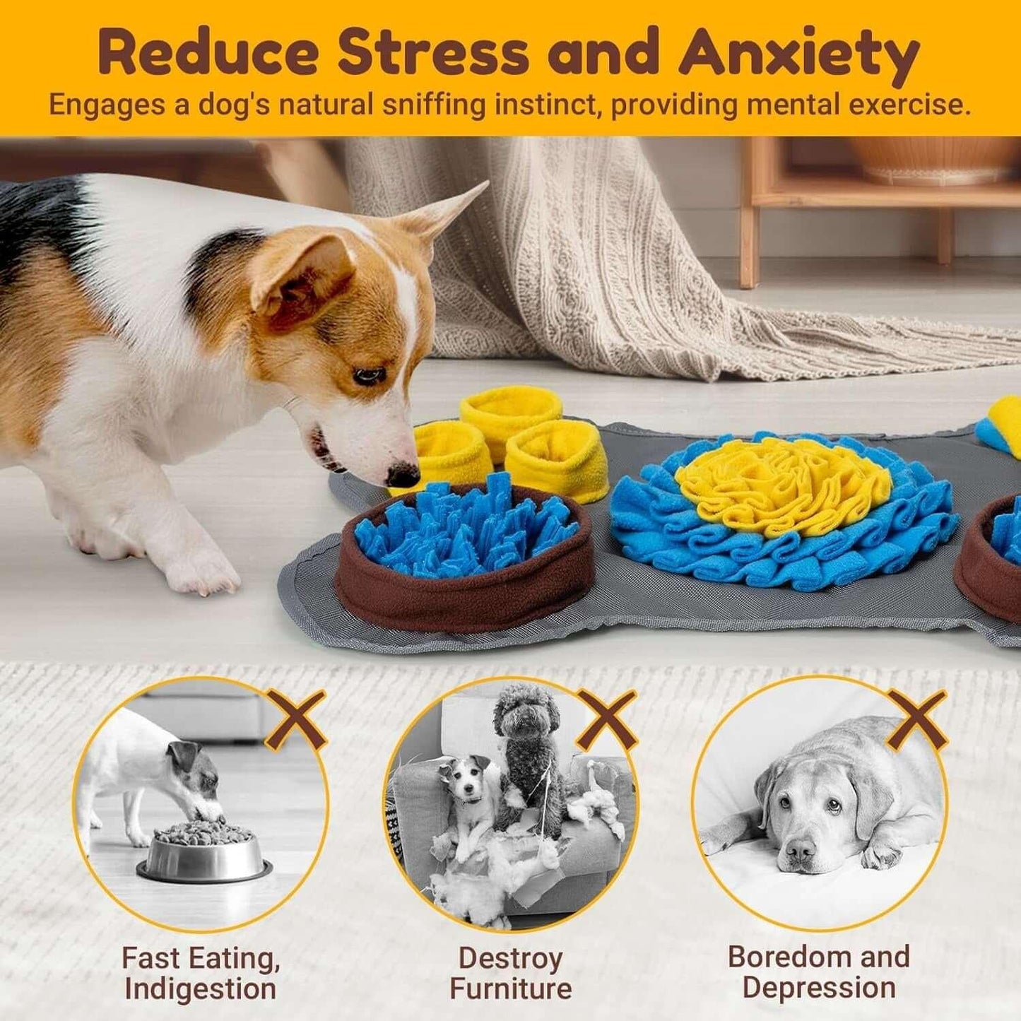 Interactive snuffle mat and lick mat set for dogs, durable and non-slip, designed for slow feeding, mental stimulation, and foraging fun-lumina