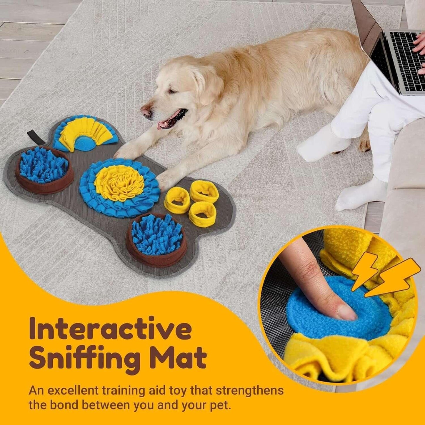Interactive snuffle mat and lick mat set for dogs, durable and non-slip, designed for slow feeding, mental stimulation, and foraging fun-lumina