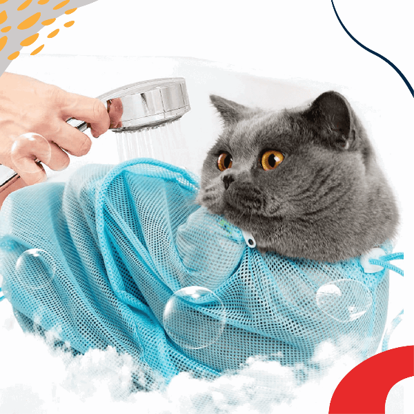 Multi-Purpose Cat Bathing Bag -Adjustable cat grooming and bathing bag for stress-free grooming, featuring a durable and multifunctional design for nail trimming, ear cleaning, and bathing. -LUMINA