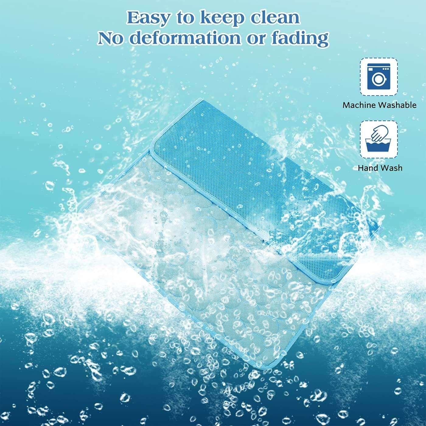 Portable pet cooling mat for cats and dogs, lightweight and non-toxic, perfect for summer comfort and heat relief, travel-friendly pet cooling pad.- LUMINA