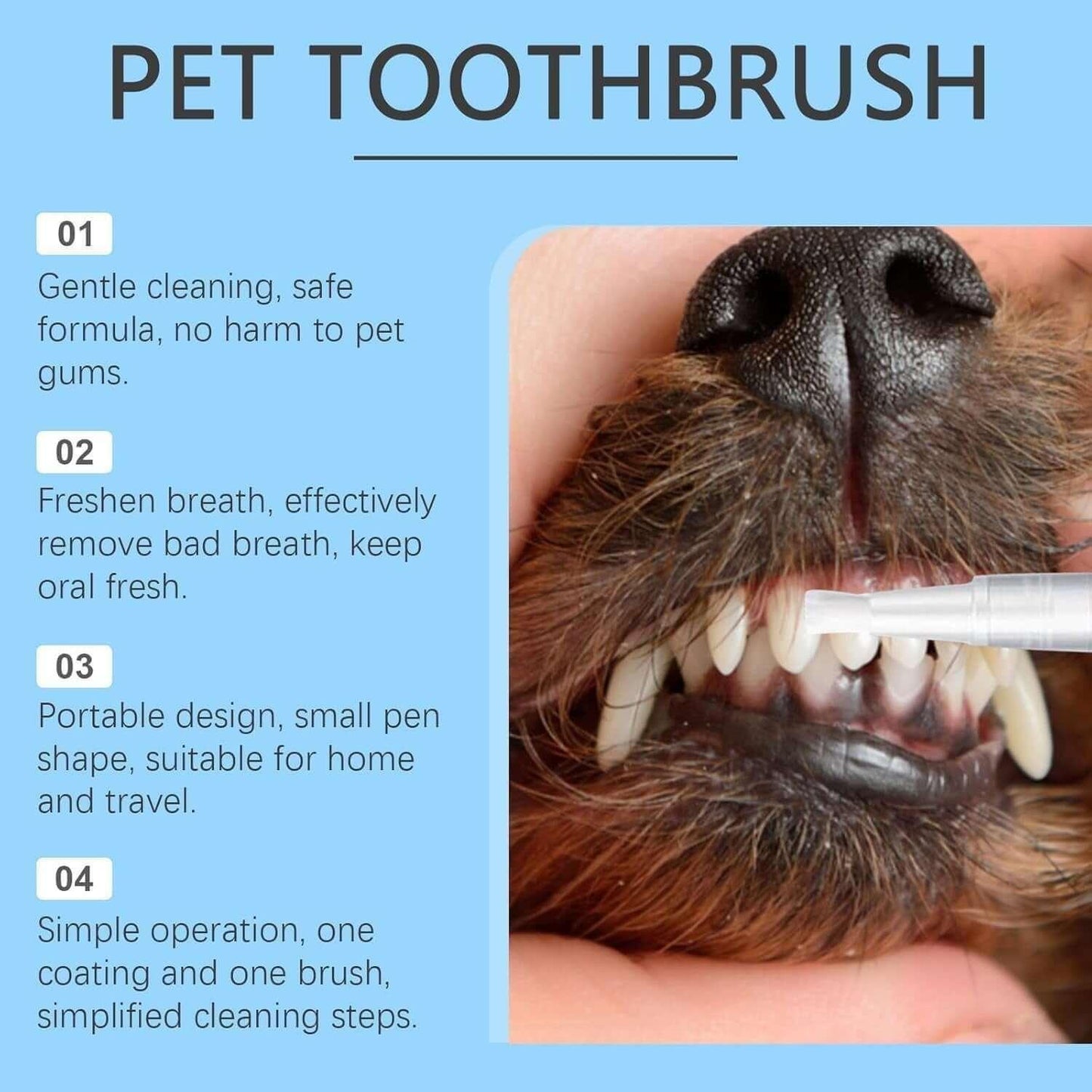 Pet Toothbrush Pen for dogs and cats, effective dental care tool, easy-to-use toothbrush for plaque removal and oral hygiene.- LUMINA