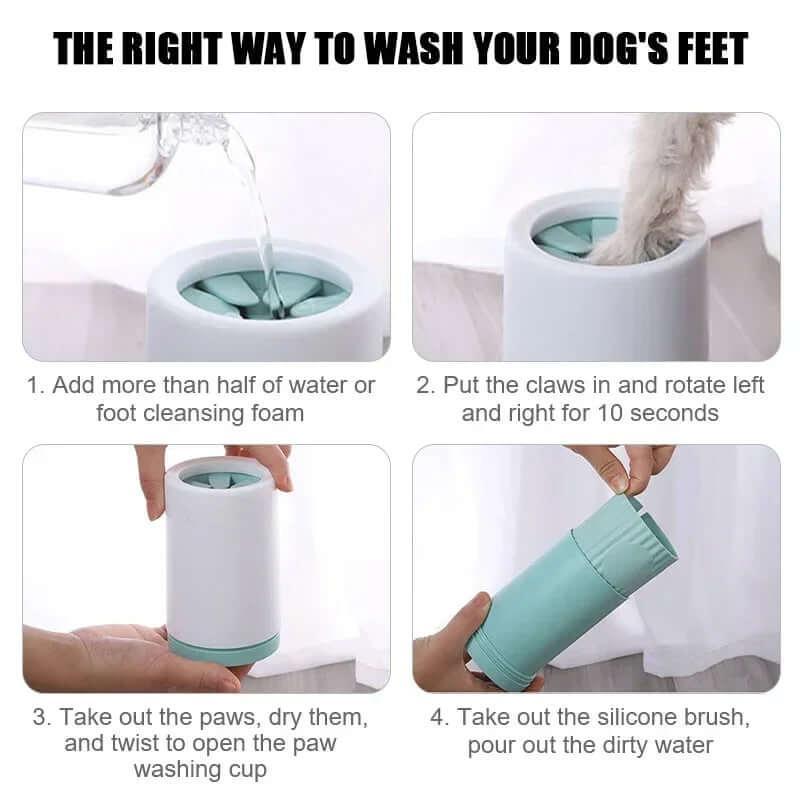 "Portable Paw Washer designed for mess-free and easy pet paw cleaning. Travel-friendly with silicone bristles for effective pet hygiene. Essential pet cleaning supplies - LUMINA