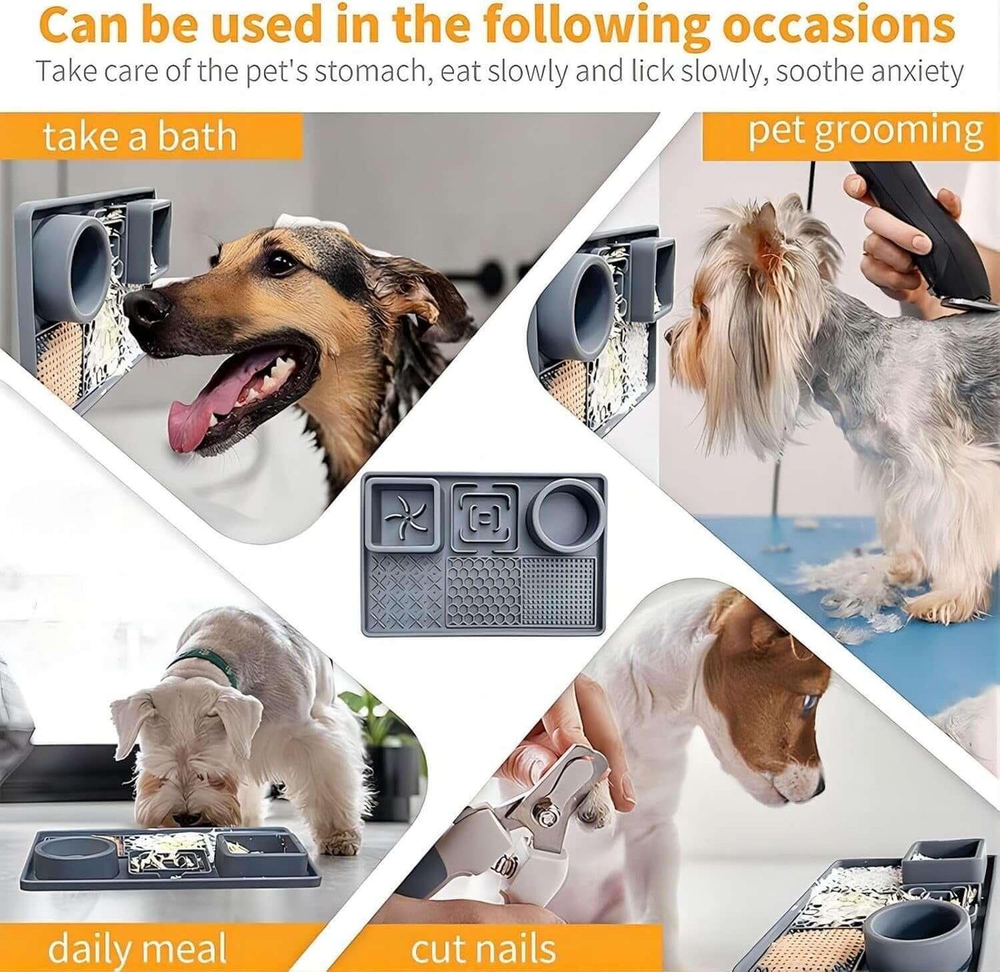 BPA-free silicone pet licking mat for dogs and cats, non-slip slow feeder mat, perfect for stress relief, grooming, and interactive feeding- LUMINA