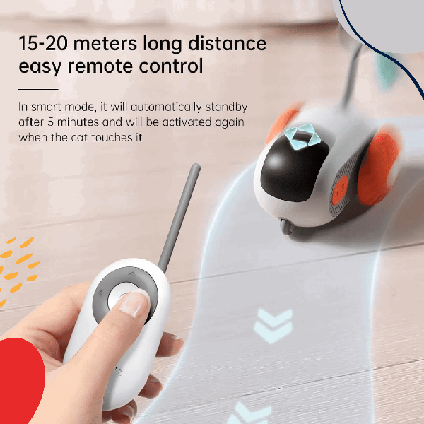 Interactive Smart Cat Toy Car with motion-activated lights, durable design, and rechargeable features, perfect for keeping indoor cats entertained and active. - LUMINA