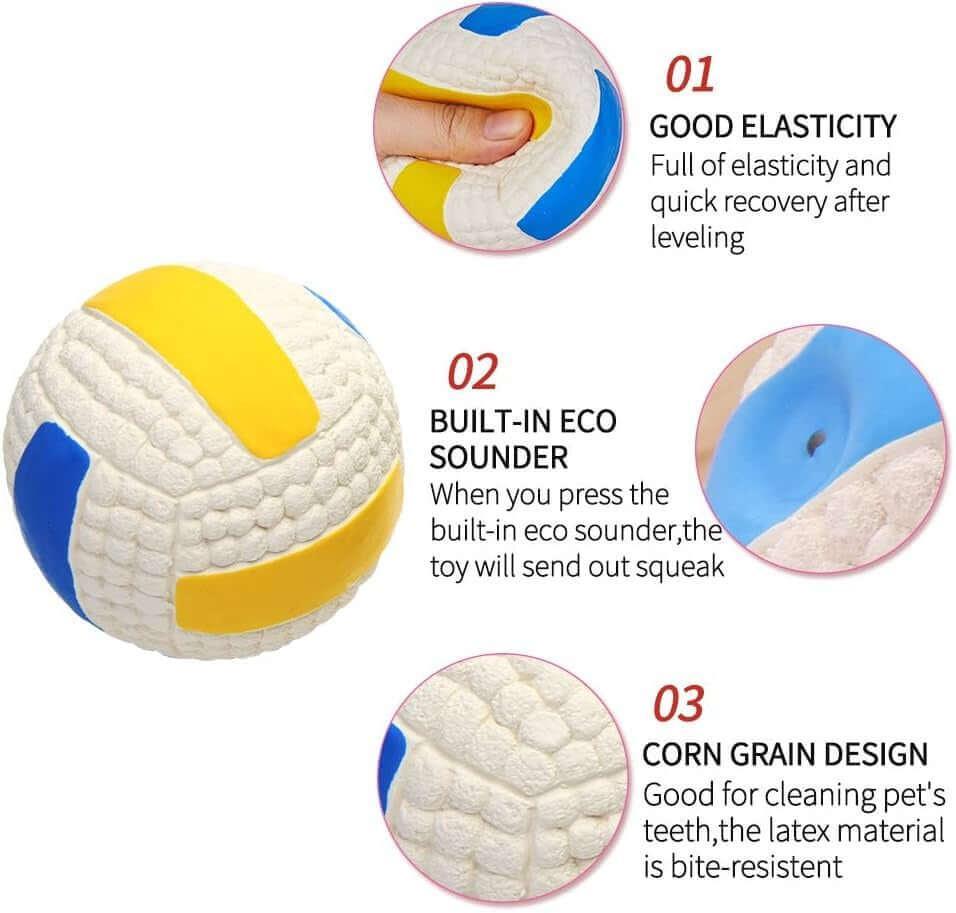 Colorful squeaky latex dog ball, durable and bouncy, perfect for small to medium dogs. Interactive chew toy for fetch, sound play, and fun bonding - LUMINA