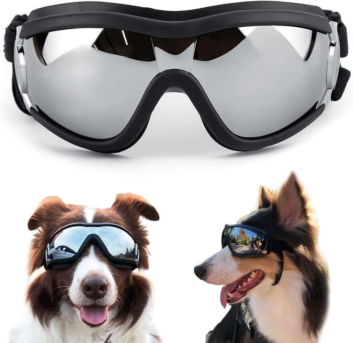 "Dog sunglasses providing UV protection for medium and large breeds, stylish dog goggles for pet care, travel, and accessories."- LUMINA
