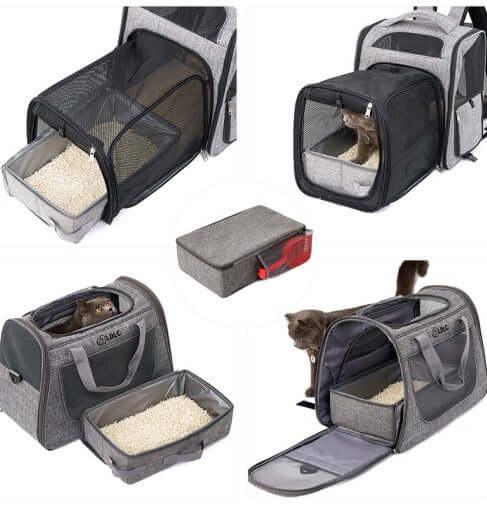 Portable foldable travel cat litter box with a zippered lid, handle, and scoop. Waterproof and lightweight design for travel, camping, and outdoor use-LUMINA
