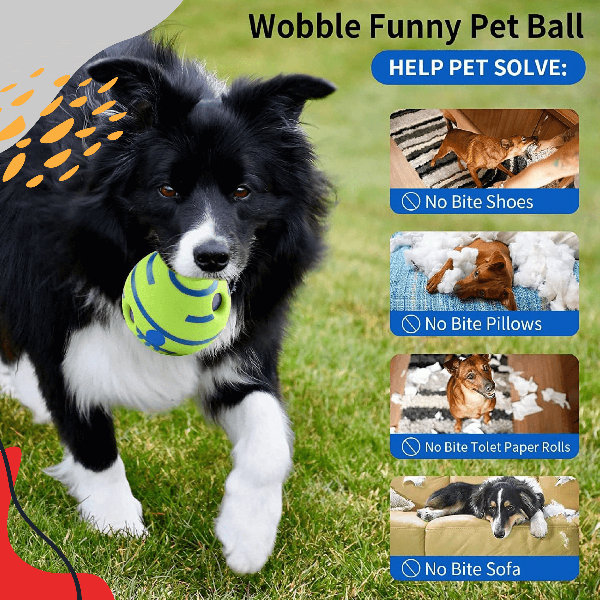 Wobble Giggle Dog Ball - Interactive Wobble Giggle Dog Ball – Squeaky pet toy for dogs, anxiety relief, playtime, and teeth grinding; perfect dog accessory and pet toy-LUMINA