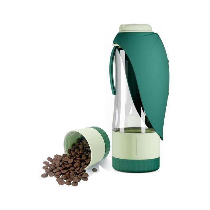2-in-1 portable dog water bottle and food dispenser with a leak-proof design, ideal for travel, hiking, and outdoor adventures with your pet-LUMINA
