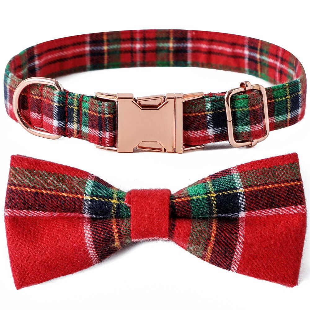 Festive Christmas Dog Collar with Removable Bow Tie - LUMINA