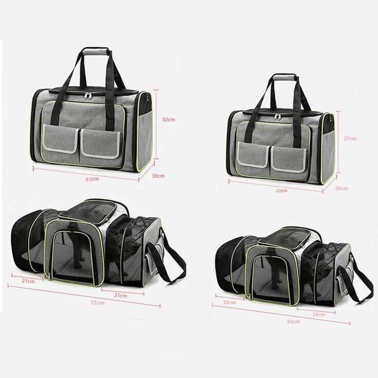 Expandable and portable pet carrier backpack with breathable mesh, soft cushion, and safety leash for comfortable travel with small dogs and cats-LUMINA