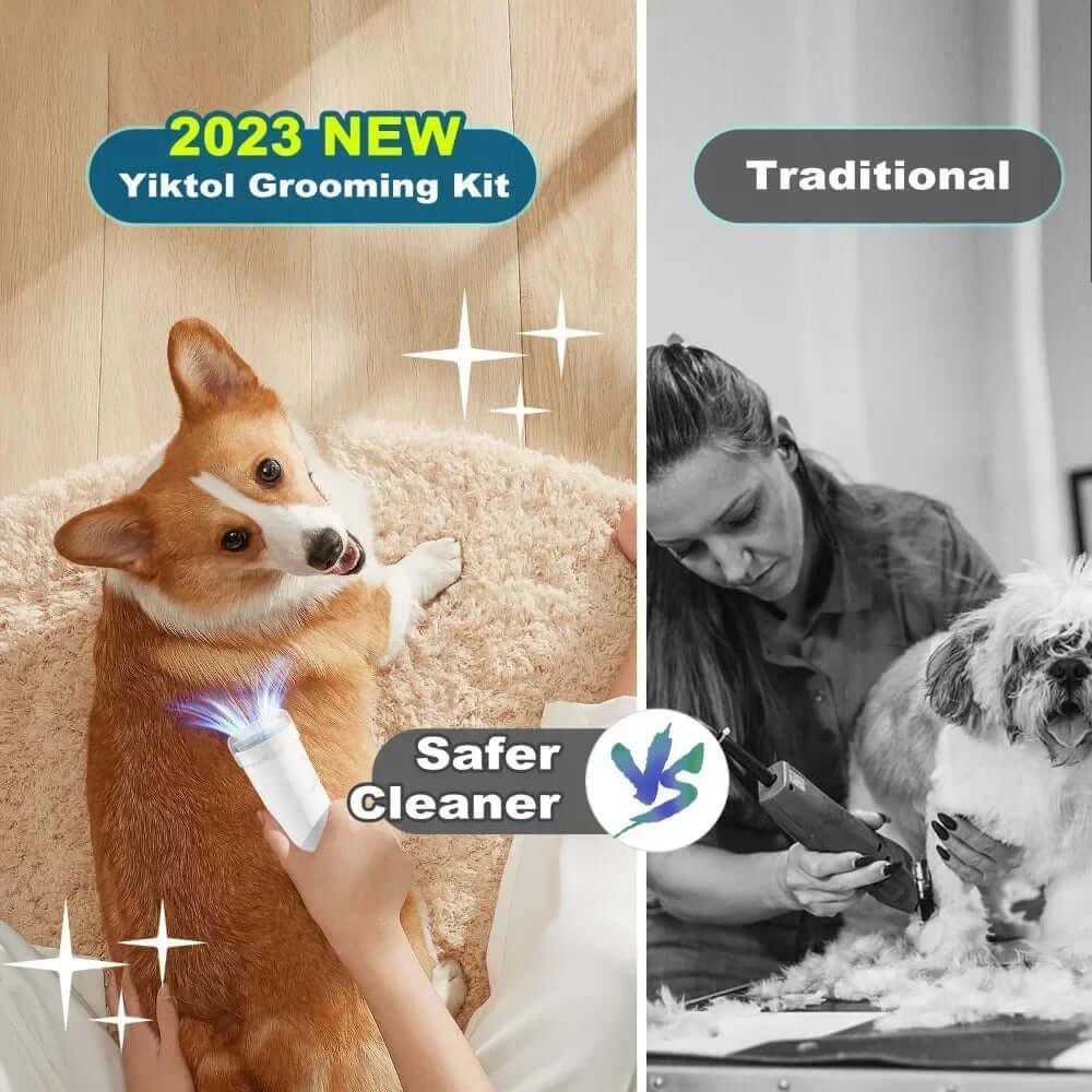 Pet grooming vacuum cleaner kit designed for effective pet hair removal and deshedding. Includes silent grooming tools for pet hygiene and cleaning. Perfect for maintaining pet grooming and care essentials with easy-to-use pet hair vacuum. Ideal for pet owners seeking efficient pet grooming and cleaning supplies.- LUMINA