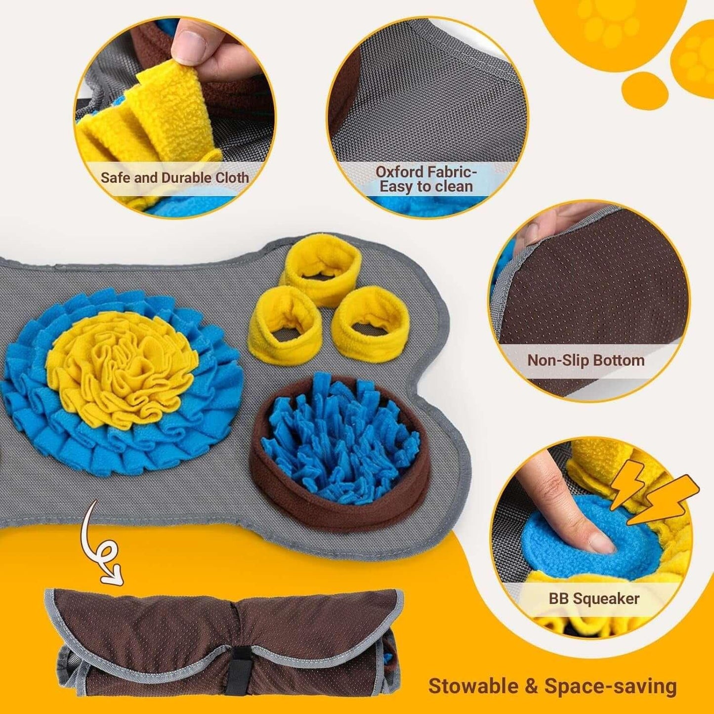 Interactive snuffle mat and lick mat set for dogs, durable and non-slip, designed for slow feeding, mental stimulation, and foraging fun-lumina
