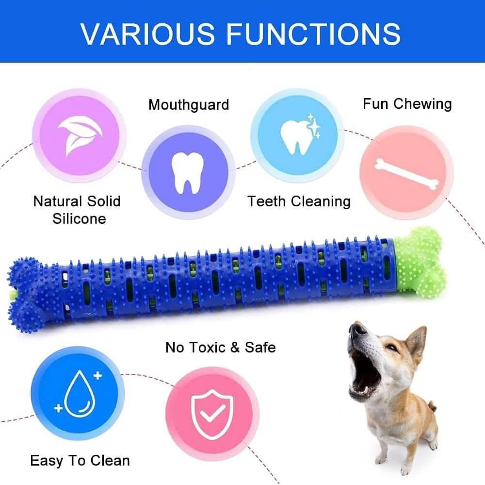 Silicone Dog Toothbrush Stick -Silicone Dog Toothbrush Toy for dental care, hygiene, and grooming of pets. Interactive chew toy designed to clean and maintain oral health for dogs. Made of durable silicone, perfect for promoting dental hygiene and providing engaging playtime- LUMINA