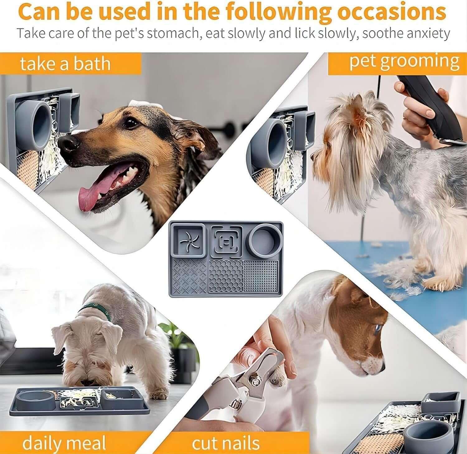 BPA-free silicone pet licking mat for dogs and cats, non-slip slow feeder mat, perfect for stress relief, grooming, and interactive feeding- LUMINA