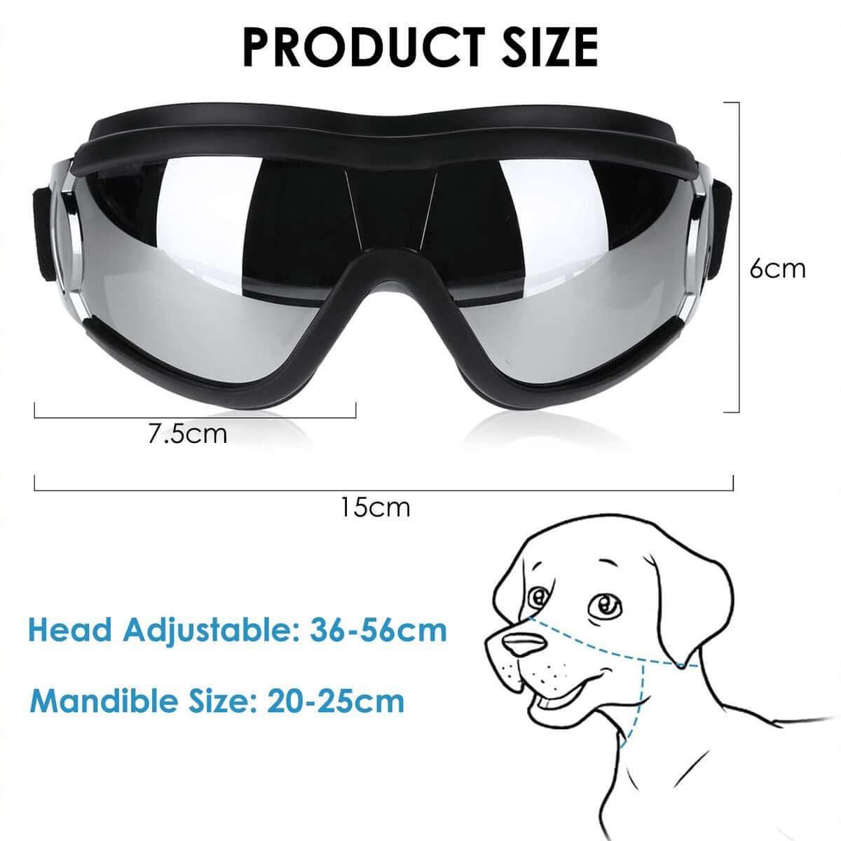"Dog sunglasses providing UV protection for medium and large breeds, stylish dog goggles for pet care, travel, and accessories."- LUMINA