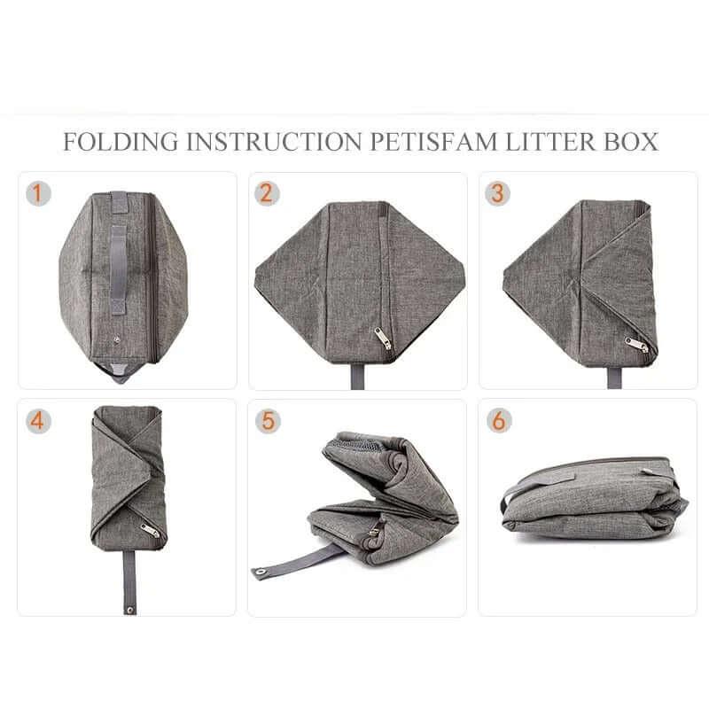 Portable foldable travel cat litter box with a zippered lid, handle, and scoop. Waterproof and lightweight design for travel, camping, and outdoor use-LUMINA