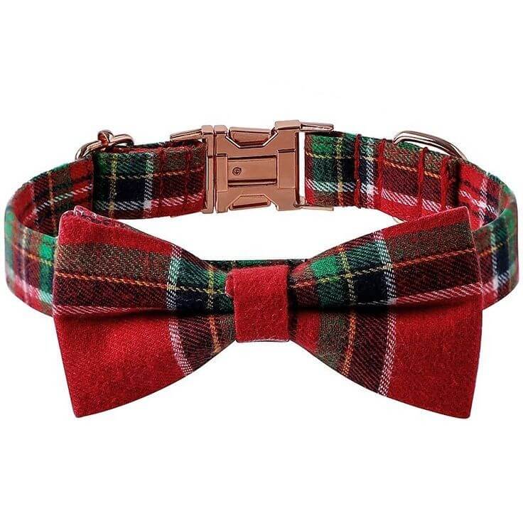 Festive Christmas Dog Collar with Removable Bow Tie - LUMINA