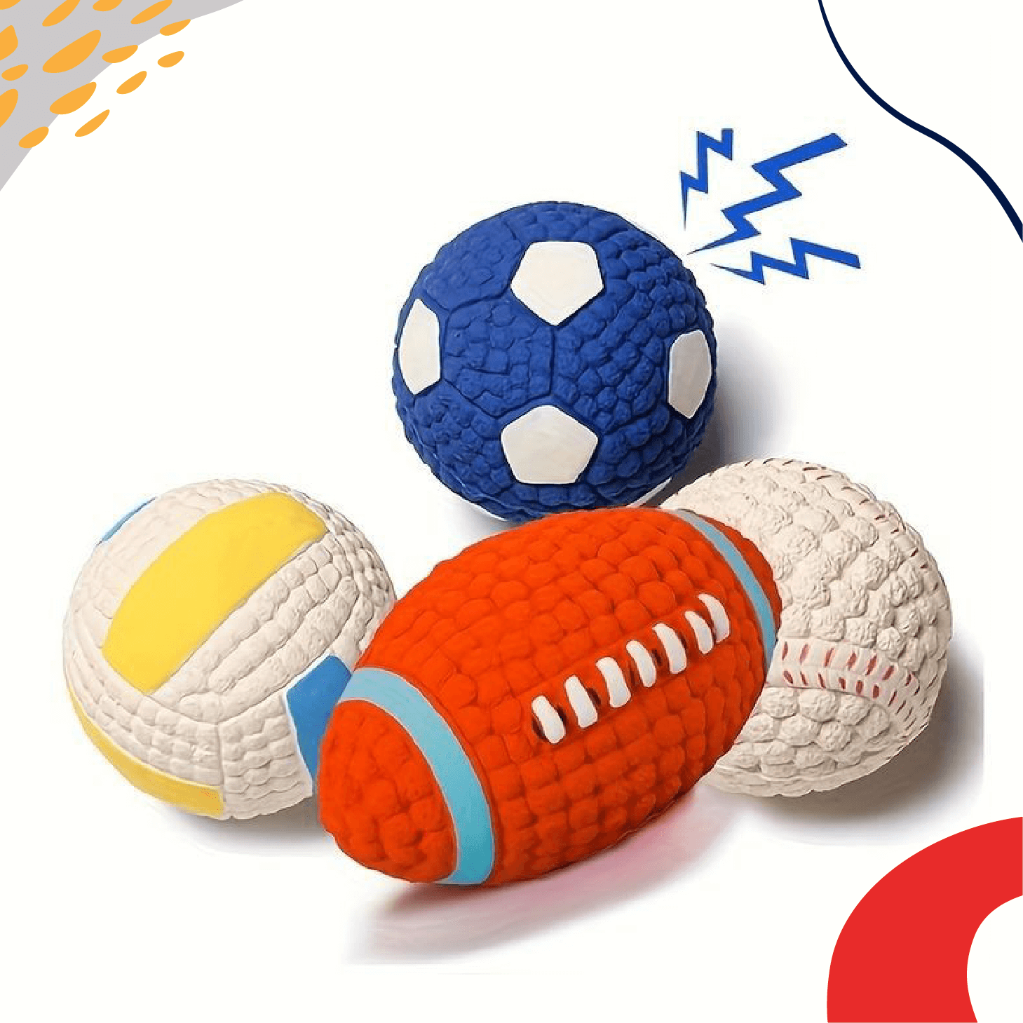 Squeaky Dog Toys Ball Set - LUMINA